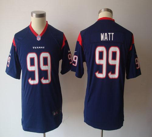 Nike Youths NFL Game Jerseys Houston Texans 99 J.J. Watt Navy Blue Team Color